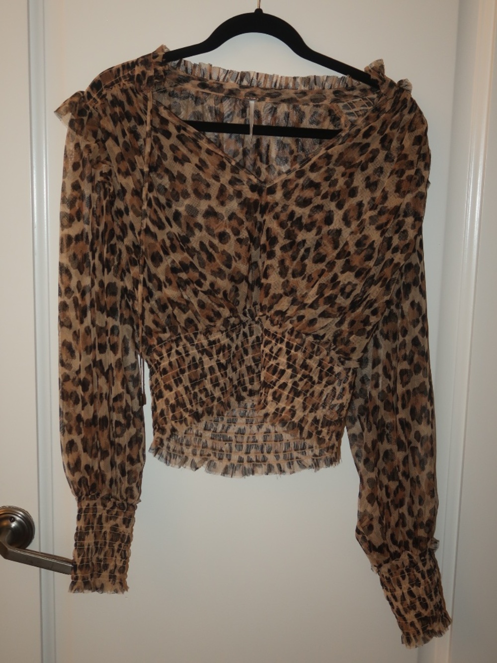 free people cheetah print sheer top